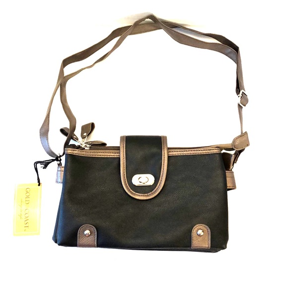 Gold Coast Bags Gold Coast Black Taupe Shoulder Bag 3 Pockets